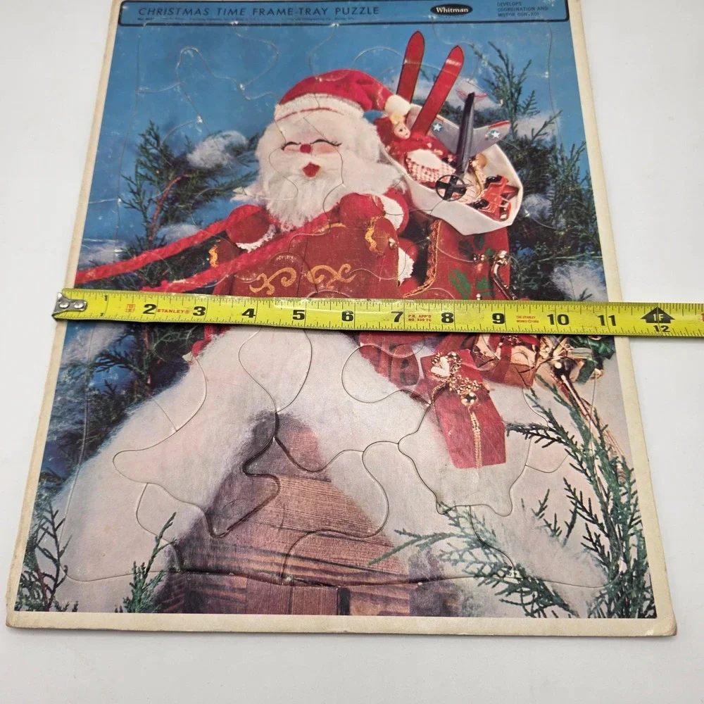 Whitman‎ Christmas Frame Tray Puzzle Kids Red Santa Sleigh Vintage Retro Holiday